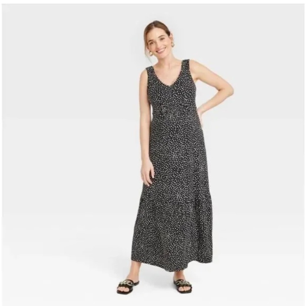 Maternity dress Sz Sm sleeveless knit by Isabel Maternity Black Polka Dot